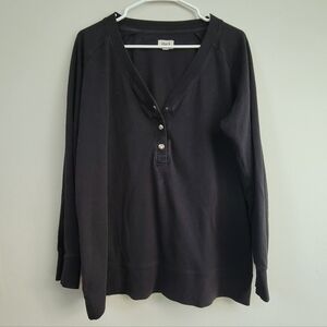 Pact Cotton Henley Black Women's Size XL Layers Minimal Normcore Capsule Casual